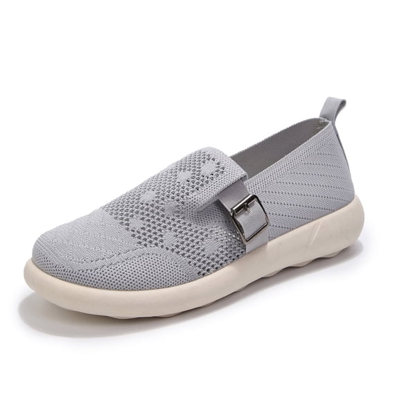 Rexoro Women's Slip-On Flats Breathable Knit Lightweight Comfortable Daily Casual Walking Shoes Gray 9