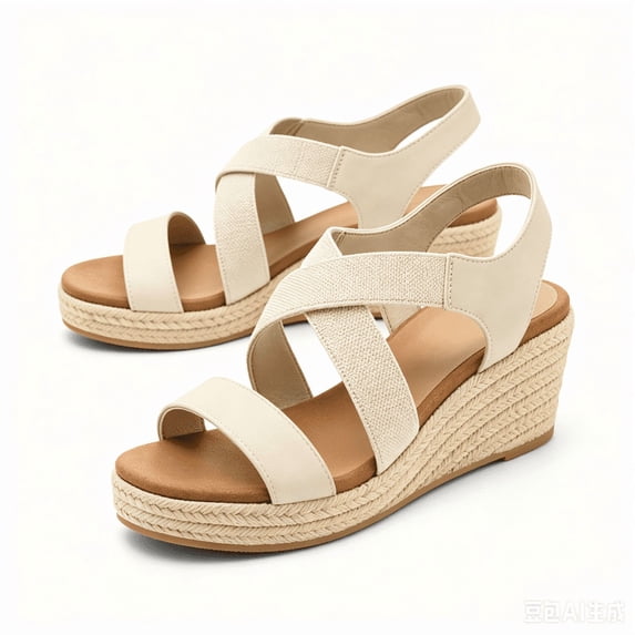 Rexoro Women's Espadrilles Platform Wedge Sandals Slip on Elastic Ankle Strap Womens Summer Shoes