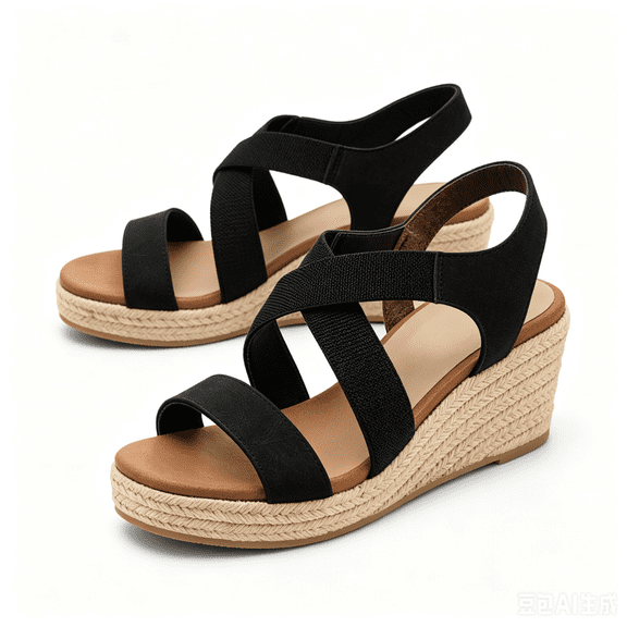 Rexoro Women's Espadrilles Platform Wedge Sandals Slip on Elastic Ankle Strap Womens Summer Shoes
