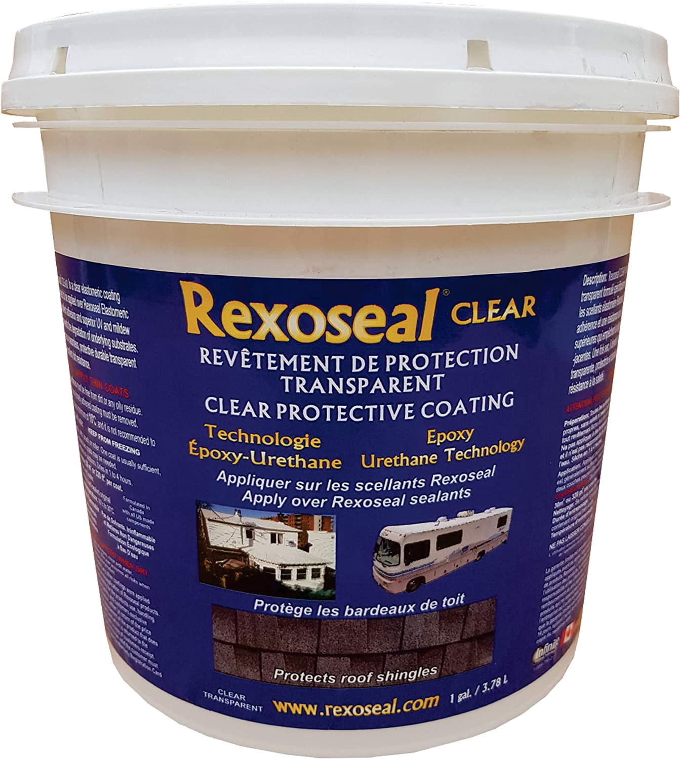 Rexoseal Clear Roof Shingle Coating - Waterproofs and Protects Roofs Shingles - Highly Flexible Transparent Epoxy-Urethane Roof Sealant - Clear, 1 Gallon