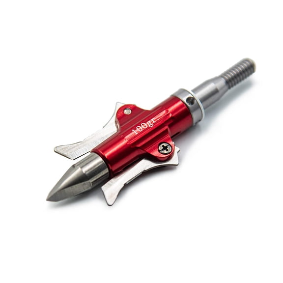 Rexpid Broadhead - REXPID II - 2 Locked & Loaded Blades - Opens On Impact - Powerful Penetrating Force - 1½˝ Cutting Diameter - 0.028" Blade Thickness - 100 Grain - 3 Pack