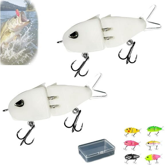 Rexs Glide Bait, Raptor Glide Bait with Freshwater Saltwater Multi Jointed Swimbait Wobbler, Wide S Motion Smooth Baits with Double Hook for Bass Pike Fishing