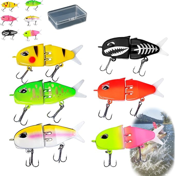 Rexs Glide Bait, Raptor Glide Bait with Freshwater Saltwater Multi Jointed Swimbait Wobbler, Wide S Motion Smooth Baits with Double Hook for Bass Pike Fishing
