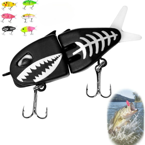 Rexs Glide Bait, Raptor Glide Bait with Freshwater Saltwater Multi Jointed Swimbait Wobbler, Wide S Motion Smooth Baits with Double Hook for Bass Pike Fishing