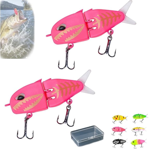 Rexs Glide Bait, Raptor Glide Bait with Freshwater Saltwater Multi Jointed Swimbait Wobbler, Wide S Motion Smooth Baits with Double Hook for Bass Pike Fishing