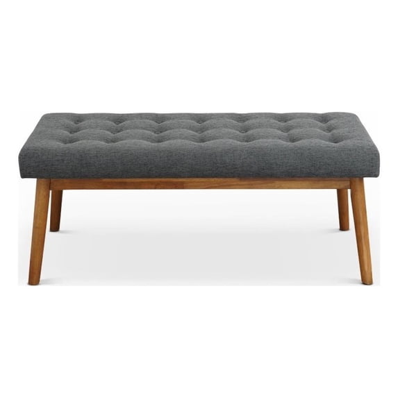 Rexton Mid-Century Modern Gray Fabric Bench