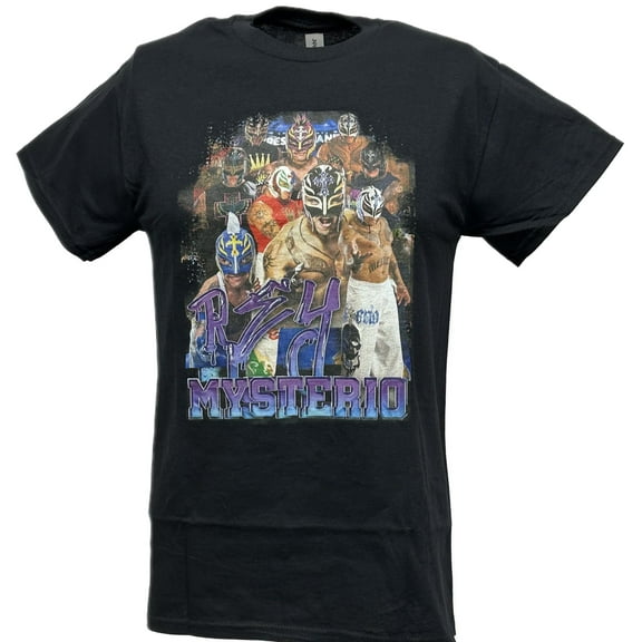 Rey Mysterio Collage Men's Black T-shirt