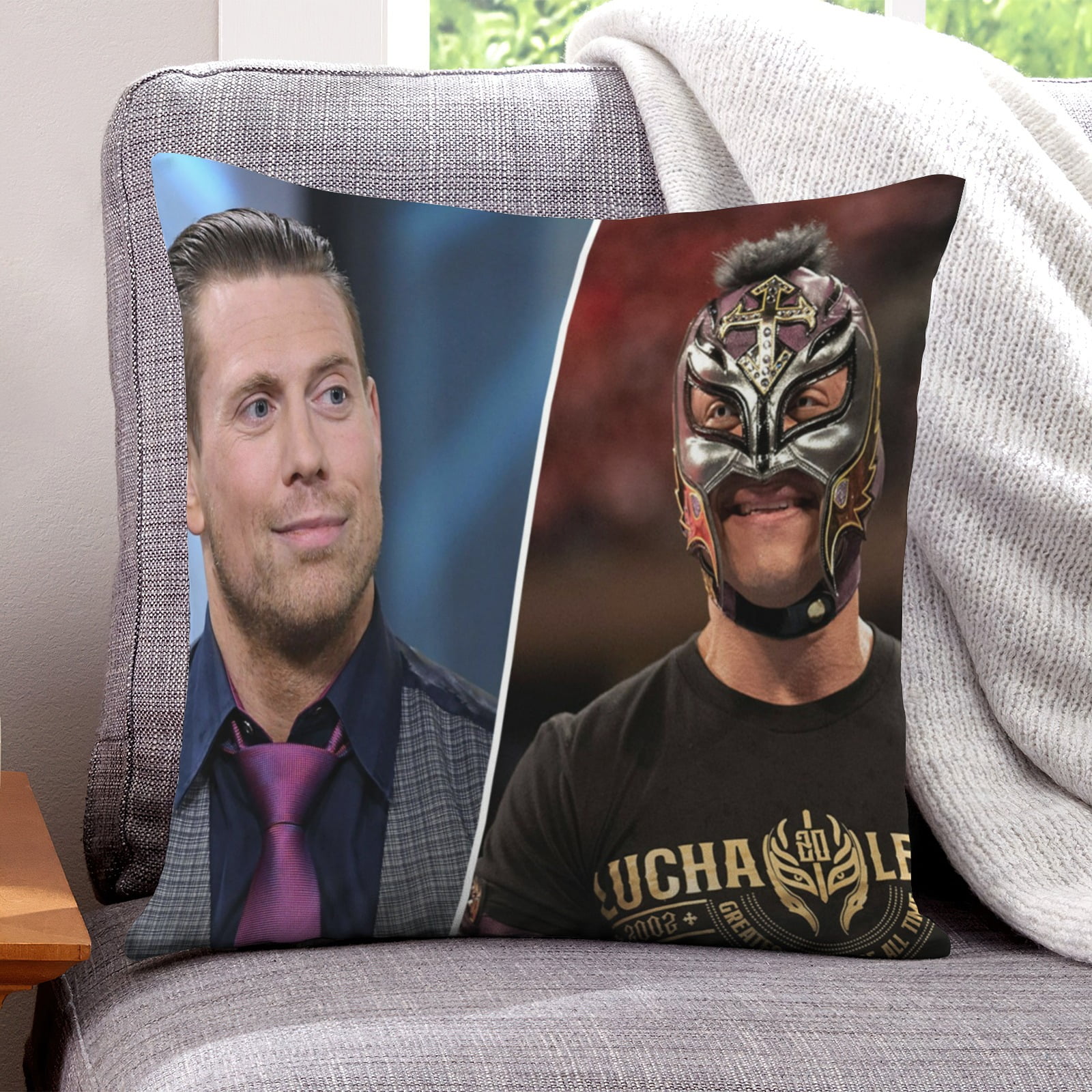 Rey Mysterio Pillow Cover Gifts 45 x 45 cm (18 x 18 inches) Pillowcase Home Decorative Throw Cushion Birthday Present Fans Lover Lovey