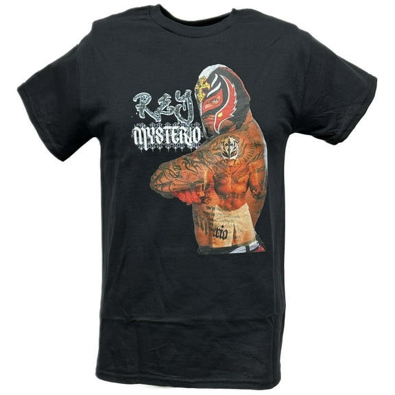 Rey Mysterio Sideways Duo Pose Mens Black T-shirt