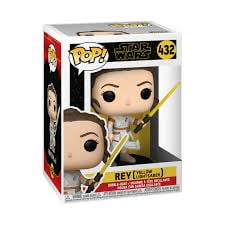Rey Yellow Lightsaber 432 Funko Pop With Protector