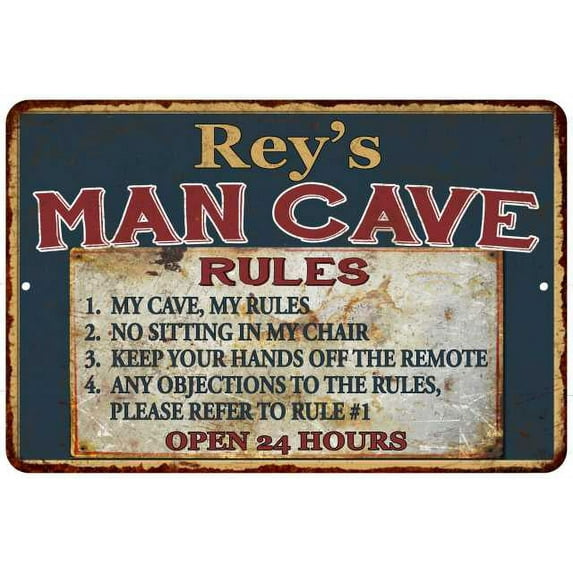 Rey's Man Cave Rules Chic Rustic Green Sign Home 8 x 12 Matte Finish Metal 108120049029
