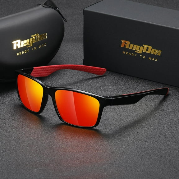 ReyDix Unisex Colorful Trend Full Frame Polarized Sunglasses Cycling Driving Sports Square Frame Sunglasses