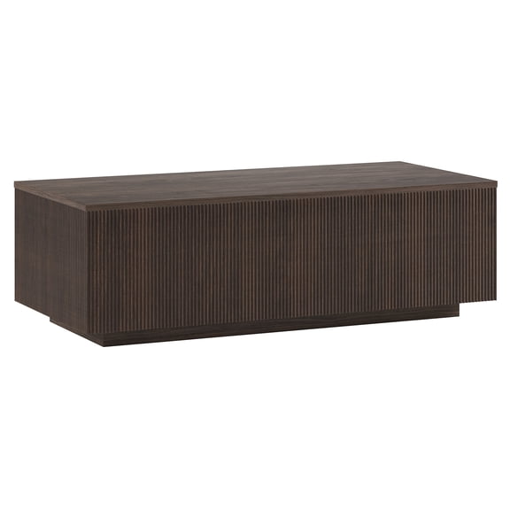 Reyes 48" Wide Rectangular Fluted Coffee Table in Alder Brown