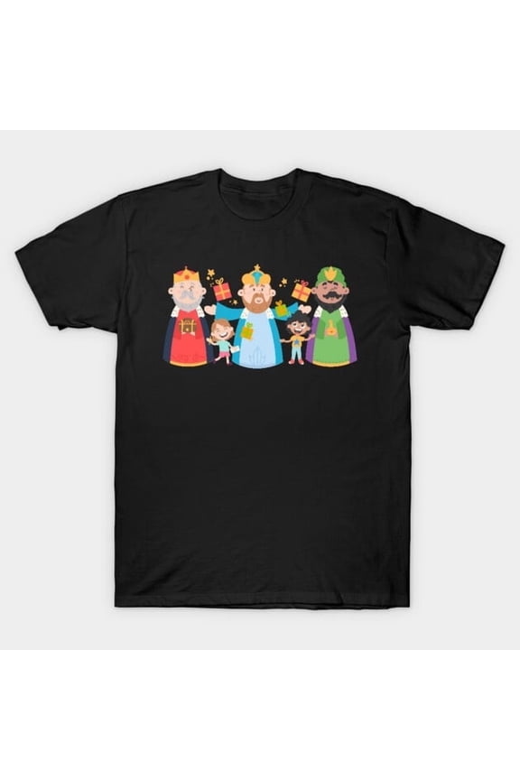 Reyes Magos With Kids Three Wise Men Holiday Graphic, H36743 Unisex T-Shirt, Up to 5XL Available