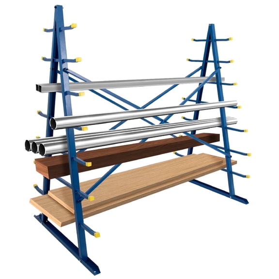 Reykilor 2000 lb Capacity Steel Horizontal Storage Rack for Bar Pipe Long Parts, 5ft.x3ft.x5 1/2ft. Freestanding 7-Level Wood Lumber Shelf Organizer