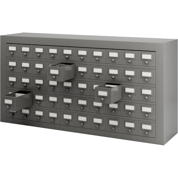 Reykilor 50 Drawers Steel Small Parts Cabinet Bolt and Nut Tool Storage Cabinet Gray Cold Rolled Hardware Organization Shelves Bolt Bin Organizer Tool