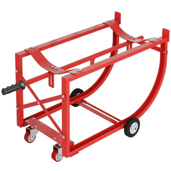 Reykilor55 Gallon Drum Cradle, 600 lbs Capacity Steel Drum Dolly w/Retractable Drawbar & Wheels,Oil Drum Stand Drum Rack,Movable Drum Handling Cradle