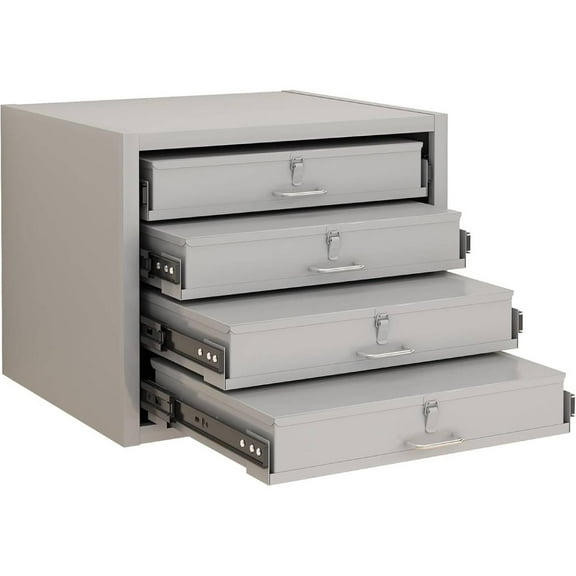 Reykilor Steel Compartment Box Rack with 4 of 12-Compartment Boxes, Cold-Rolled Steel Small Parts Organizer for MRO Shop Garage, 20"L x 15.6"W x 15"H