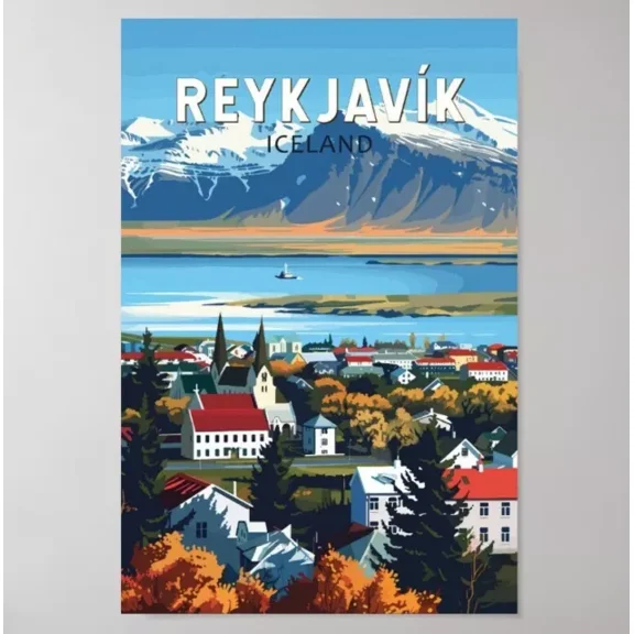 ReykjavãÂÂÂK Iceland Travel Art Vintage Poster Home Decor Vintage Art Print Cute Birthday Gift Wall Art