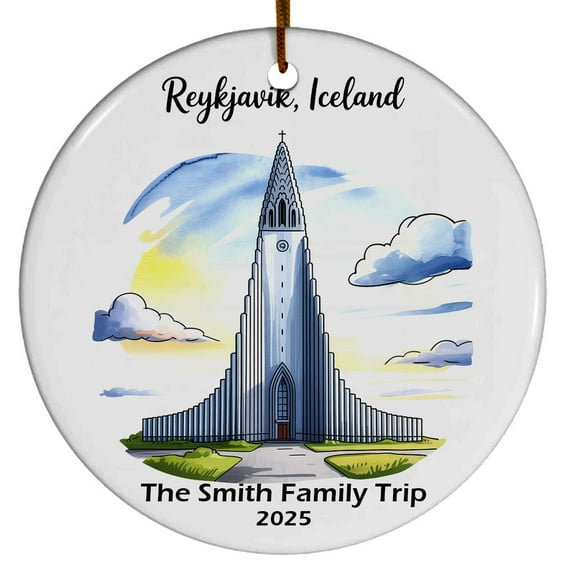 Reykjavik Iceland Hallgrimskirkja Church Christmas Ornament, Collection of City Travel Souvenirs for Family and Friends, Christmas Tree Ornament City Travel, Trips of The Year