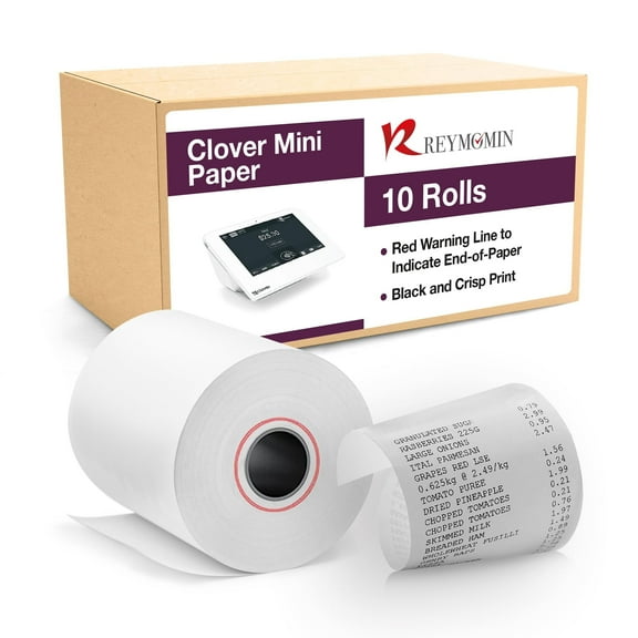 Receipt Paper for Clover Mini and Clover Mobile Thermal Printer - Receipt Paper Rolls Compatible with Clover Mini POS models C200, C300, C301, C302, C305 (10 Rolls)