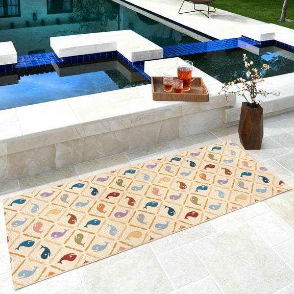 Reyn Spooner Kona Coast Fresco Kanaloa Tropical Animal Print Multi Polyester/Polypropylene Flatweave Indoor/ Outdoor Area Rug, 2x6 Runner