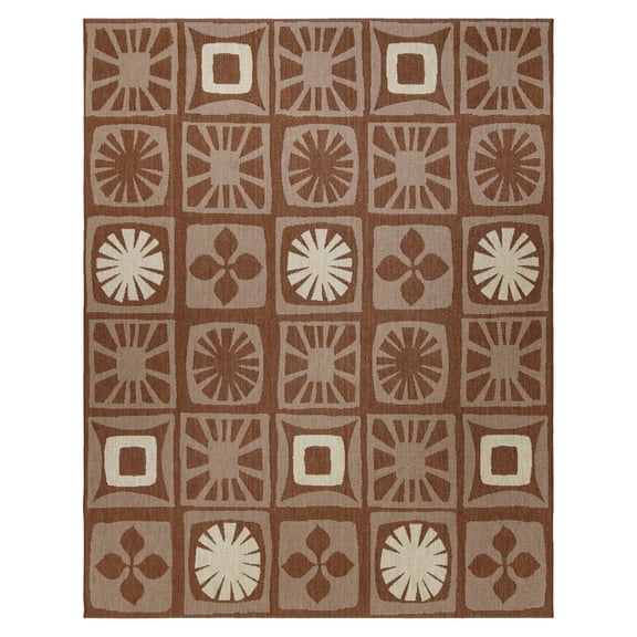Reyn Spooner Kona Coast Oahu Tropical Tribal Red Beige Flatweave Indoor/Outdoor Area Rug, 9x13