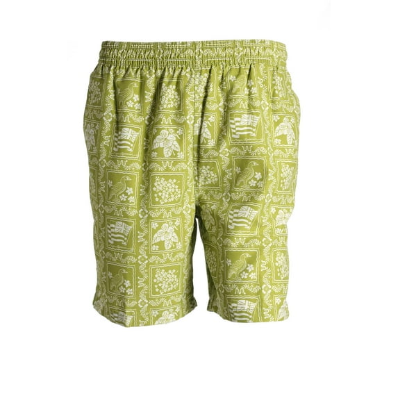 Reyn Spooner 'Lahaina Sail' Green Graphic Swim Trunks | Size Small