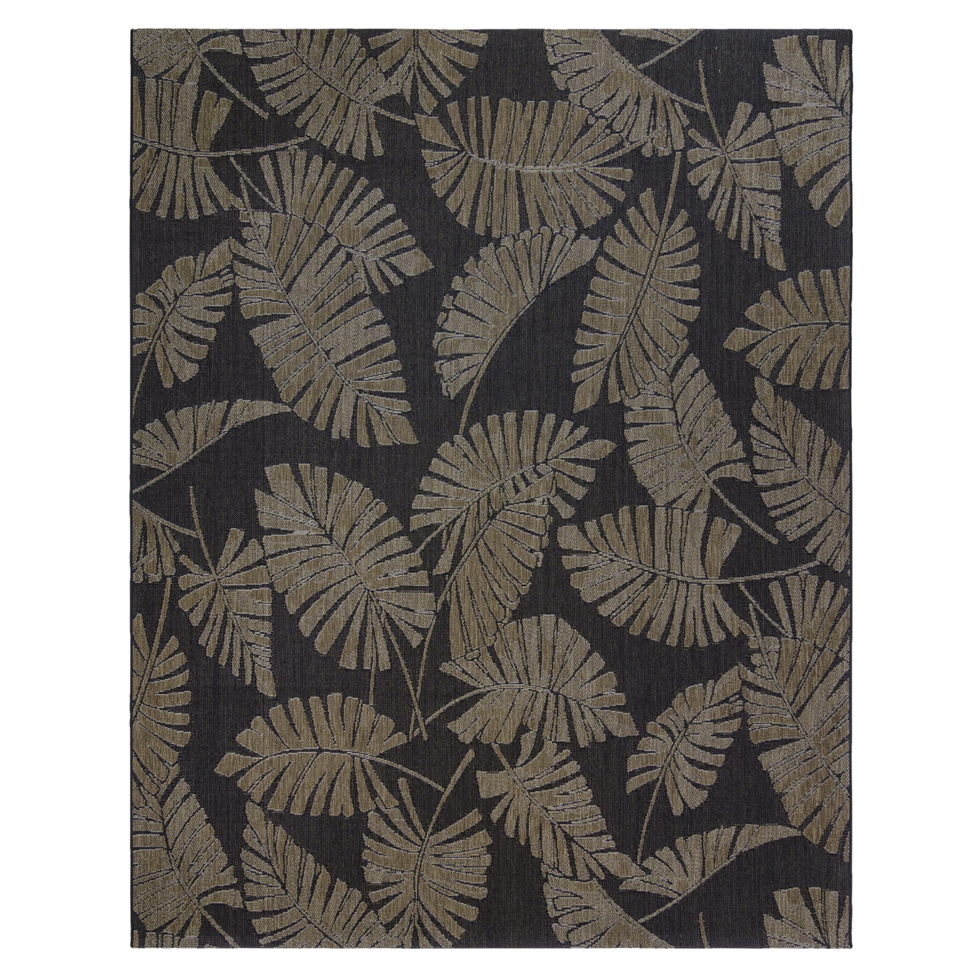 Reyn Spooner Tradewinds Monstera Indoor/ Outdoor Polypropylene Black Flat Weave Area Rug, 5x8