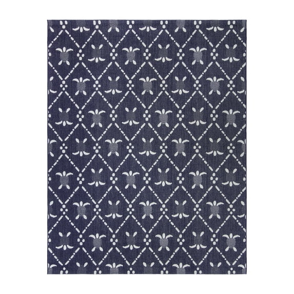 Reyn Spooner Tradewinds Nalani Indoor/ Outdoor Polypropylene Navy Flat Weave Area Rug, 8x10