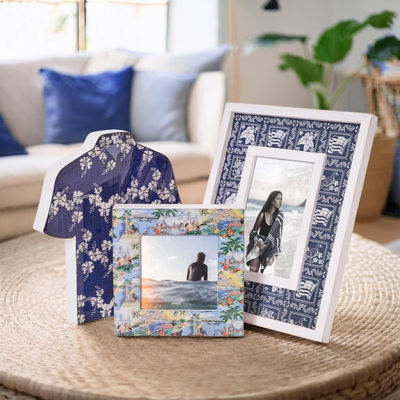 Kona Coast by Reyn Spooner Tropical Picture Frames Lahaina Sailor, 50 State Flower Aloha T-Shirt Hawaiian Tabletop Wall Decor Set of 3