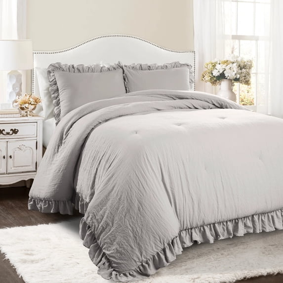 Reyna Comforter Light Gray 3Pc Set Full/Queen