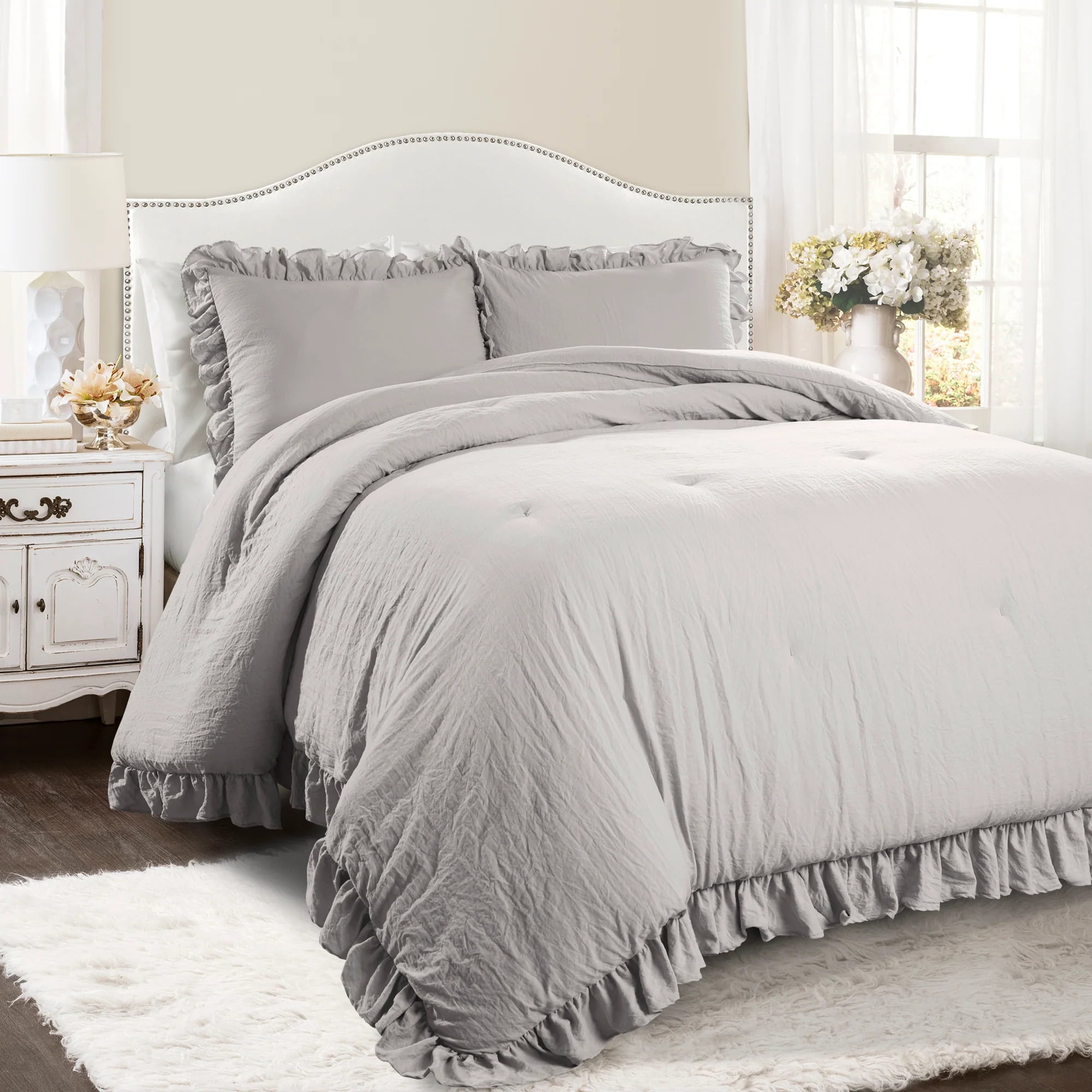 Reyna Comforter Light Gray 3Pc Set King