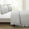 thumbnail image 1 of Reyna Ruffle Reversible Oversized Quilt Light Gray 3Pc Set King, 1 of 11