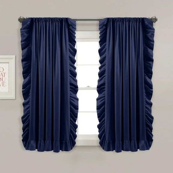 Reyna Window Curtain Panels Navy 54X63 Set