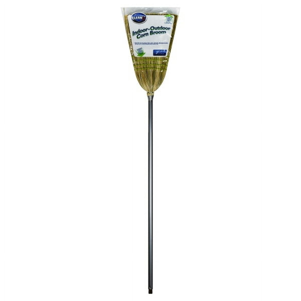 Reynera Indoor & Outdoor 11", Natural Fiber Corn Broom, Black Metal Handle, 1 Count