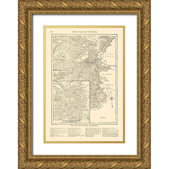 Reynold 11x14 Gold Ornate Wood Framed with Double Matting Museum Art Print Titled - Boston Massachusetts - Reynold 1921