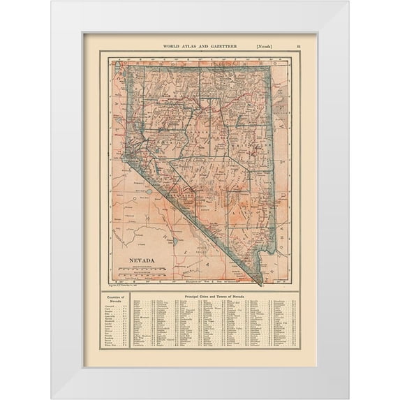 Reynold 14x18 White Modern Wood Framed Museum Art Print Titled - Nevada - Reynold 1921