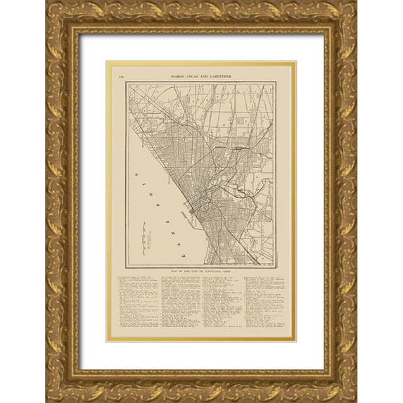 Reynold 23x32 Gold Ornate Wood Framed with Double Matting Museum Art Print Titled - Cleveland Ohio - Reynold 1921