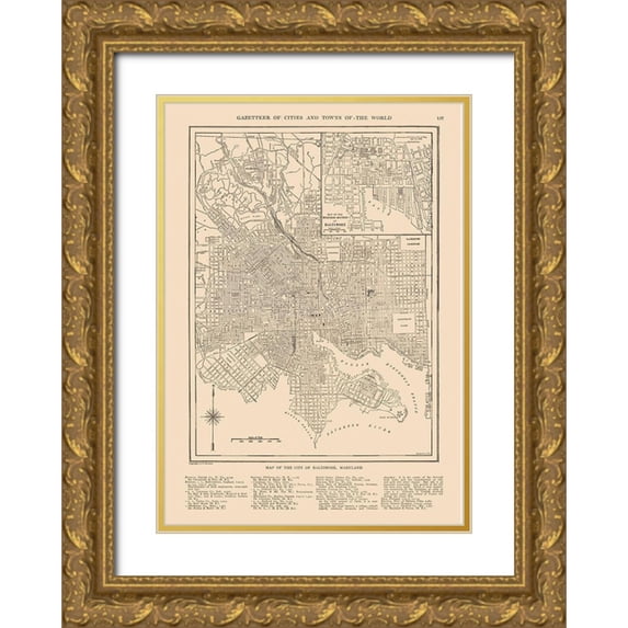 Reynold 24x32 Gold Ornate Wood Framed with Double Matting Museum Art Print Titled - Baltimore Maryland- Reynold 1921