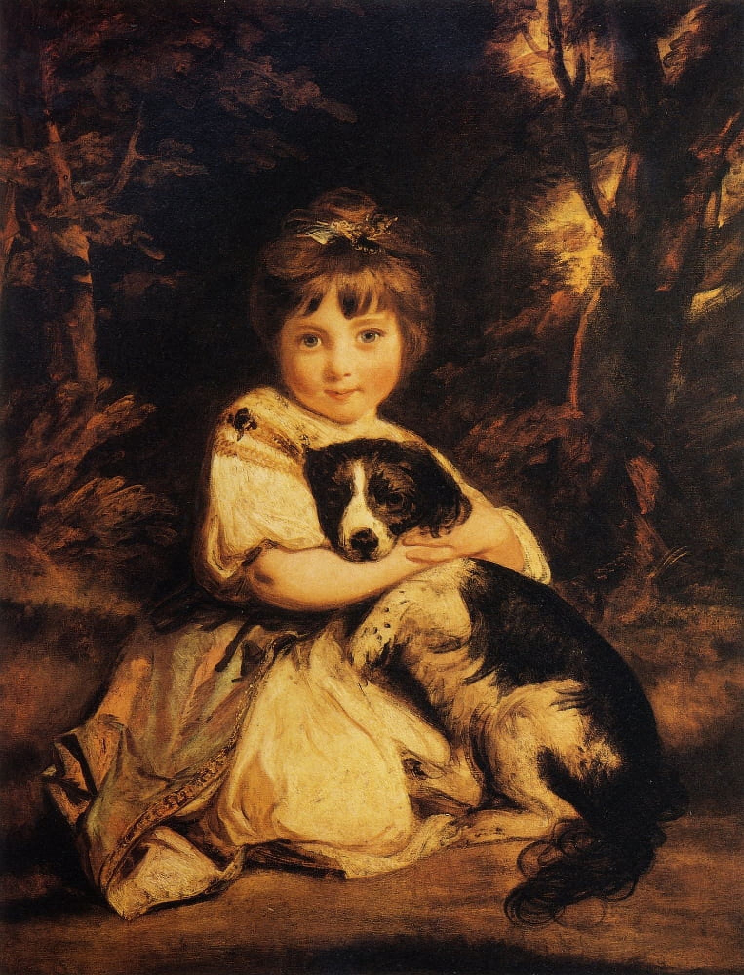 Reynolds 1913 Miss Bowles & her Dog Canvas Art - Joshua Reynolds (18 x 24)