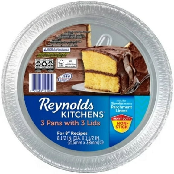 Reynolds Disposable Bakeware Round Cake Pan With Lid 8" - 3Ct