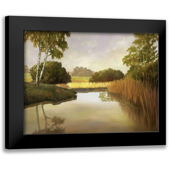 Reynolds, Graham 14x12 Black Modern Framed Museum Art Print Titled - Reeds, Birches and Water I