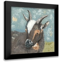 Reynolds, Jade 12x12 Black Modern Framed Museum Art Print Titled - Farm Life-Grey Goat