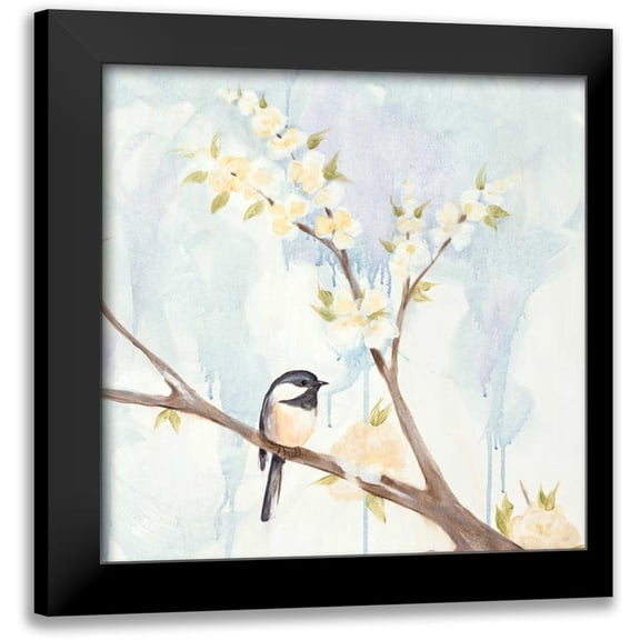 Reynolds, Jade 12x12 Black Modern Framed Museum Art Print Titled - Spring Chickadees II