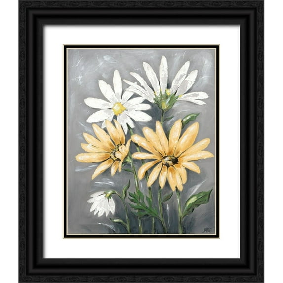 Reynolds, Jade 12x14 Black Ornate Wood Framed with Double Matting Museum Art Print Titled - Summer Daisies II