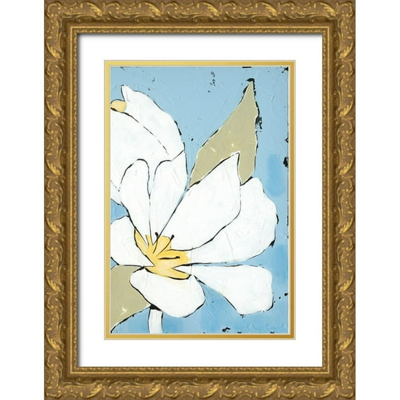 Reynolds, Jade 13x18 Gold Ornate Wood Framed with Double Matting Museum Art Print Titled - White Tulip Triptych III