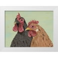 thumbnail image 1 of Reynolds, Jade 14x12 White Modern Wood Framed Museum Art Print Titled - Four Roosters Brown Chickens, 1 of 4