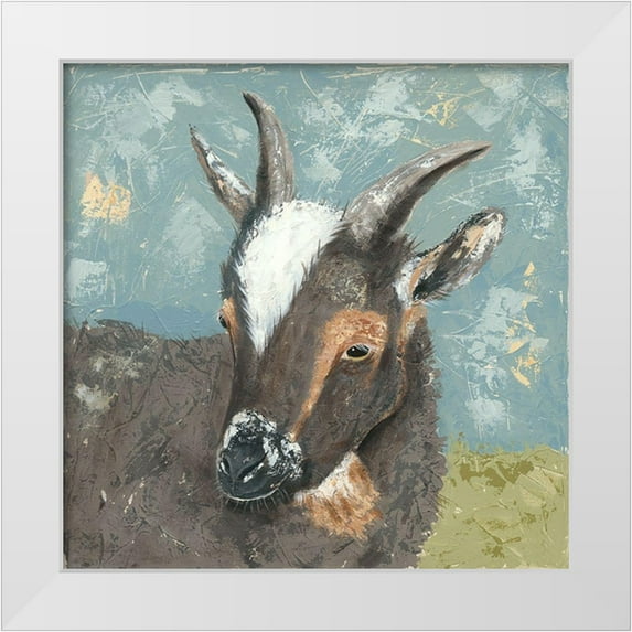 Reynolds, Jade 15x15 White Modern Wood Framed Museum Art Print Titled - Farm Life-Grey Goat