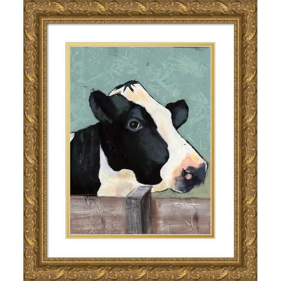 Reynolds, Jade 15x18 Gold Ornate Wood Framed with Double Matting Museum Art Print Titled - Holstein Cow I